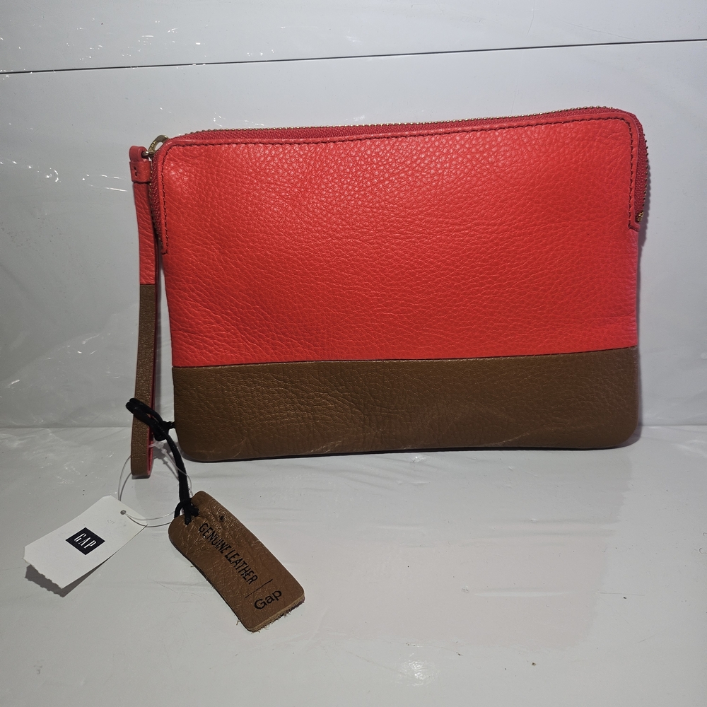 Gap Red and Brown Leather Clutch